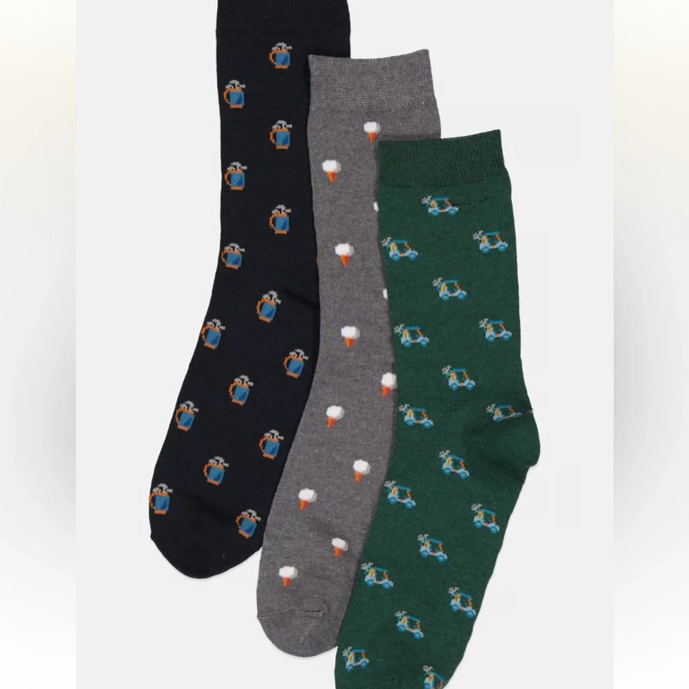 MENS Golf-Themed Dress Socks in Decorative Tin  Sz 8-12